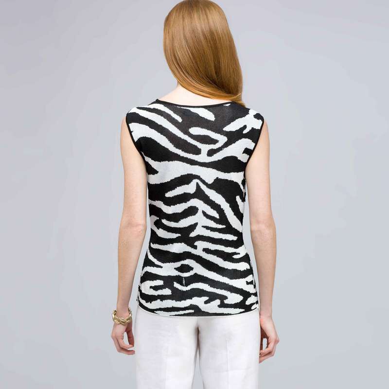 Sequined Animal Print Shell., , large
