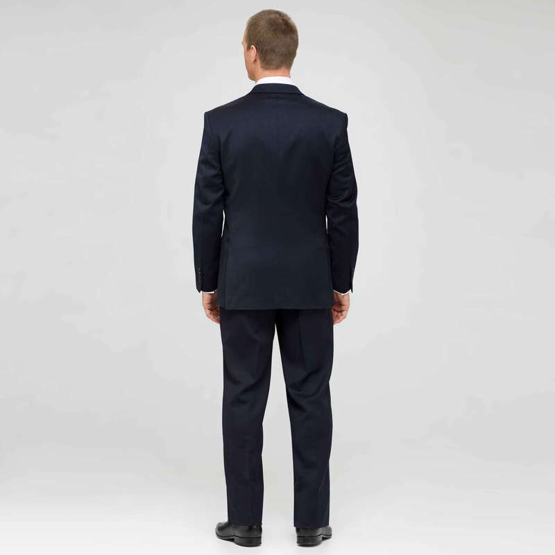 Navy Single Pleat Wool Suit, , large