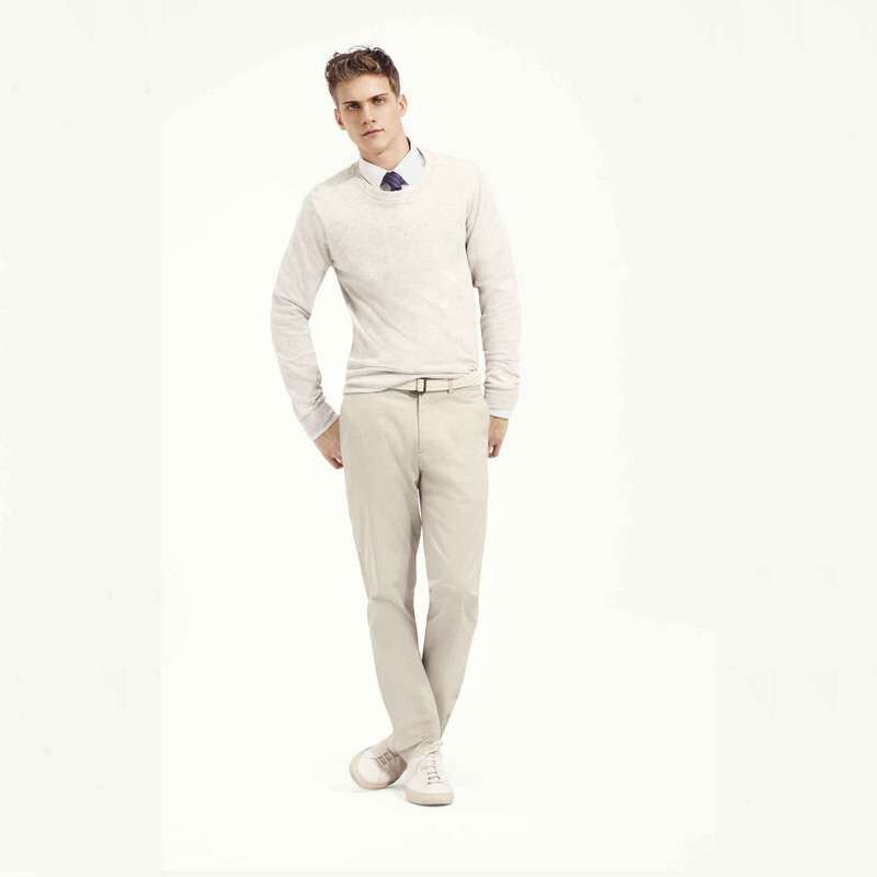 Front Rise Straight Leg Pants, Beige, large