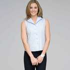 No-Iron Platinum Easy Care Sleeveless Fitted Shirt, Light Blue, small